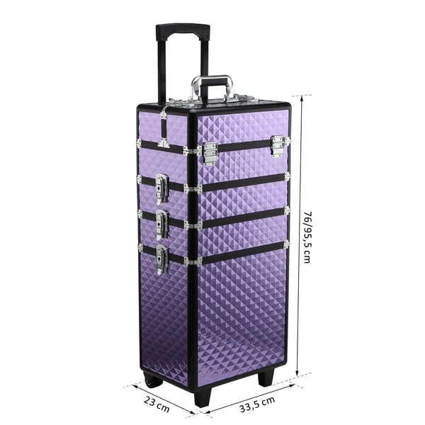 Makeup Case, Højkvalitets plastik, 14,5" x 10" x 18", Flere opbevaringsrum, Bærbart design, Ikke-giftige materialer