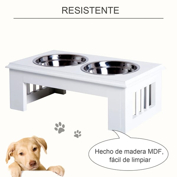 Hundmatare, Stålram, Höjd Design,Vit