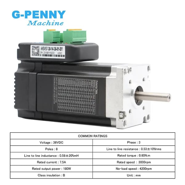 Integrerad servomotor, nominell spänning 36V DC, nominell uteffekt 140W, nominell hastighet 3000 RPM, nominellt vridmoment 0,45 Nm, nominell ström 6,0A