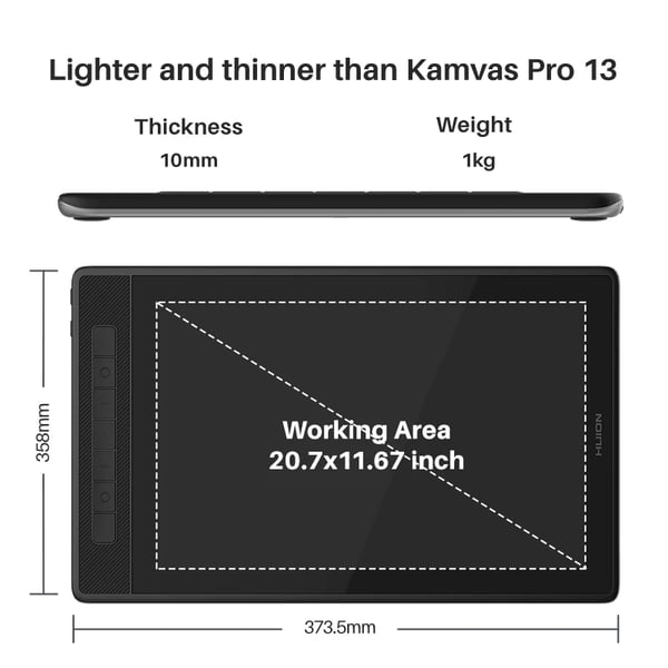 Tegneplade Monitor, QHD Skærm, Høj Trykfølsomhed,Kamvas Pro 13 2.5K