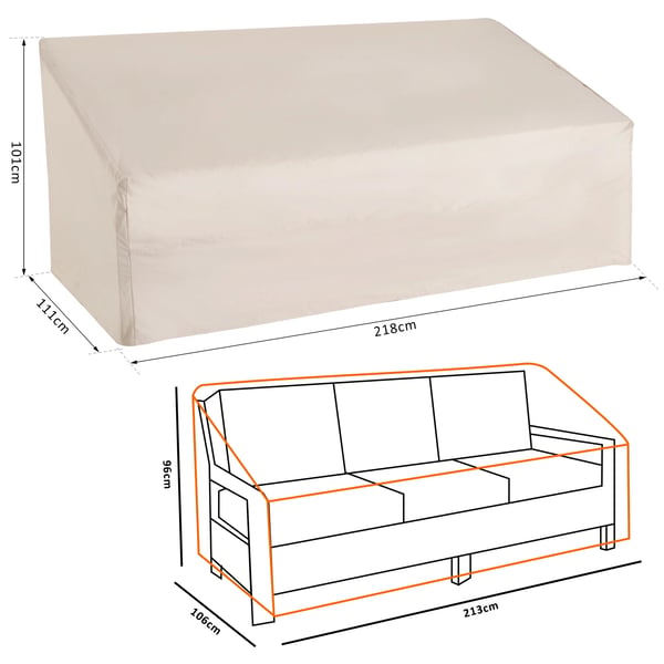 Udendørs Havemøbelovertræk, Vandtæt, Holdbar Polyester, Dimensioner 218x111x63/101 cm, UV-Beskyttende, Nem at Bruge