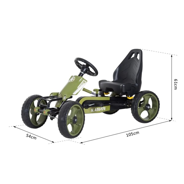 Pedal Go-Kart, Fire Hjul, Maksimal Belastning 35 kg, Unisex Design,Grøn