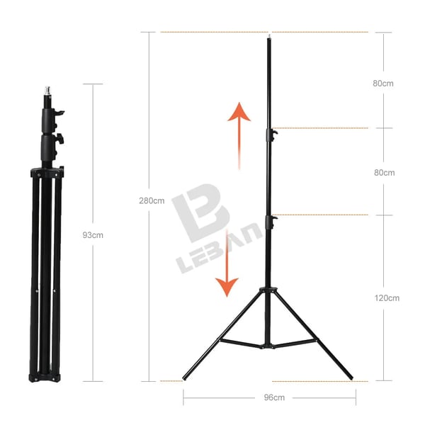 Fotografi Lystativ, Justerbar Højde, Robust Aluminiumlegering,2.8M