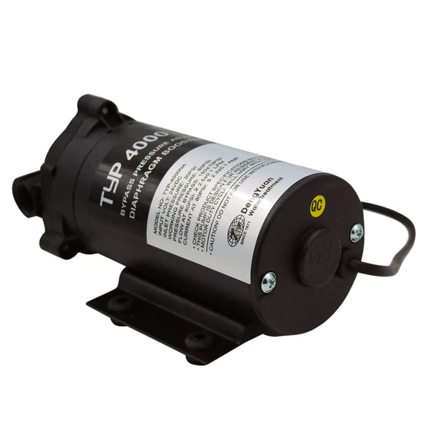 Vandfilterpumpe, 400 GPD, Flow Rate 2,5 L/min, Arbejdstryk 80 psi, Indgangsspænding 24 VDC, Kompakte dimensioner 100x101x190 mm