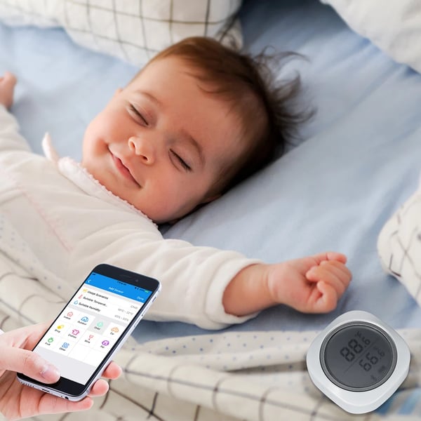Trådløs Termometer & Hygrometer, Bluetooth-forbindelse, Bred måleområde, Brugervenlig digital skærm