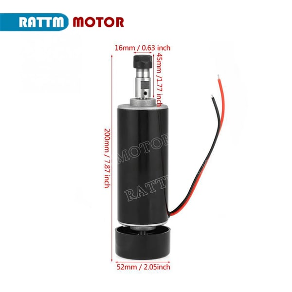 Spindelmotor, 500W, 12-100VDC, 12000 omdr./min, Diameter 52mm, Maksimal moment 0.5N.m