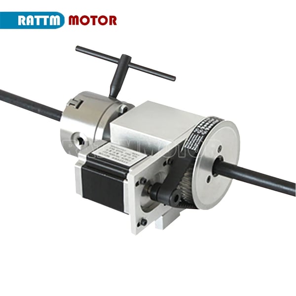 4. akse CNC roterende spændetang, 100 mm diameter, 65 mm centerhøjde, 3 kæbe design, 6:1 gearforhold, CE-certificeret