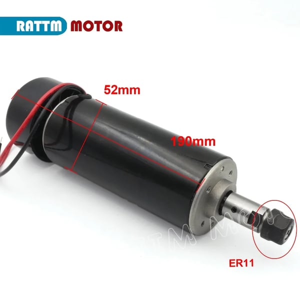 Spindelmotor, 500W, 12-100VDC, 12000 omdr./min, Diameter 52mm, Maksimal moment 0.5N.m