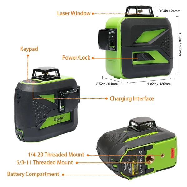 Laser Niveau, 360° Justering, Selv-niveauering Teknologi,SET2