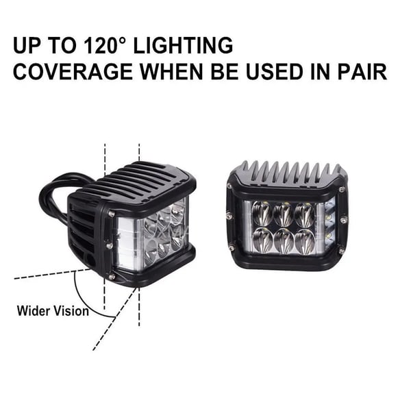 LED Arbejdslys, 60W, 9000 Lumen, 12V og 24V Kompatibilitet, IP67 Vandtæt, Aluminium Hus
