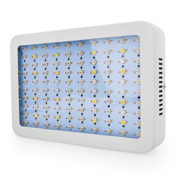LED-kasvivalo, 1000W teho, täysivärinen spektri, AC 85-265V jännite, mitat 31cm x 21.5cm x 5.6cm, sopii hydroponiikkaan