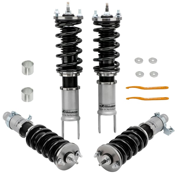 Coilover affjedringskit, 24 niveauer for rebound justerbar, 71 cm længde, 20 cm bredde, 82 cm højde, kompatibel med 1988-2000 kompaktbilmodeller