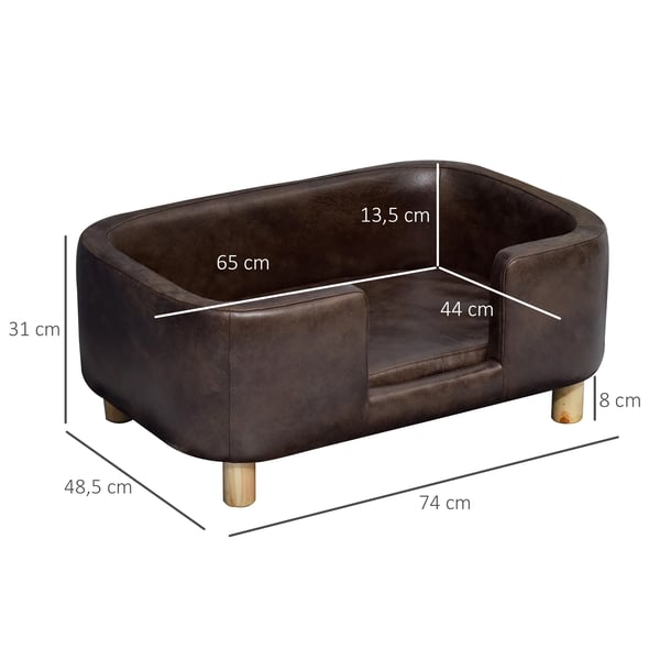Polstret kæledyrssofa, fiber materiale, 74 x 48,5 x 31 cm, egnet til små og mellemstore hunde, nem at rengøre, hyggeligt design