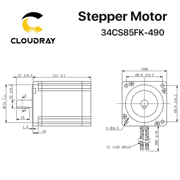 Stepper Motor, Høj Moment, Lav Vibration,14mm