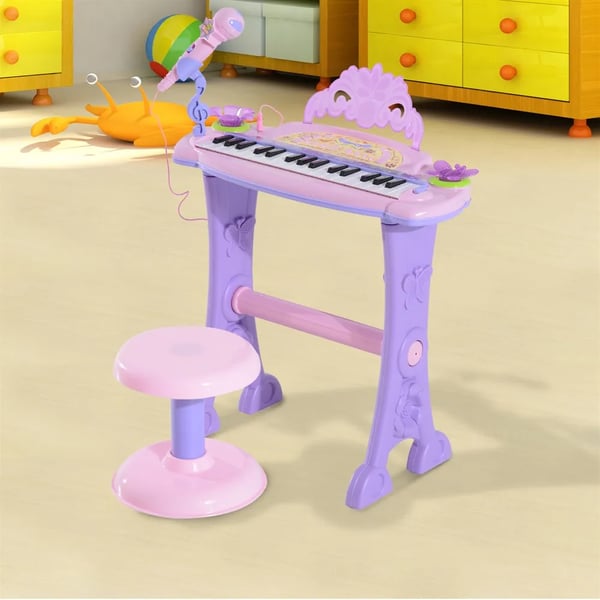 Elektronisk Keyboard, 32 Taster, Mikrofon og Lydeffekter,Pink
