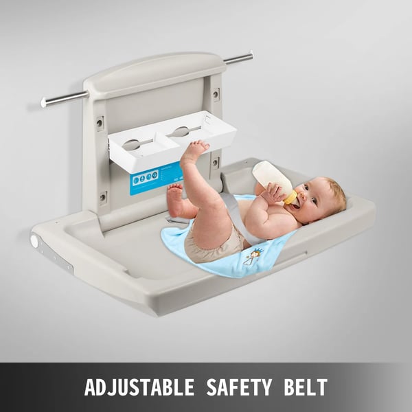 Babyskiftesation, vægmonteret, foldbart design,LYS GRÅ
