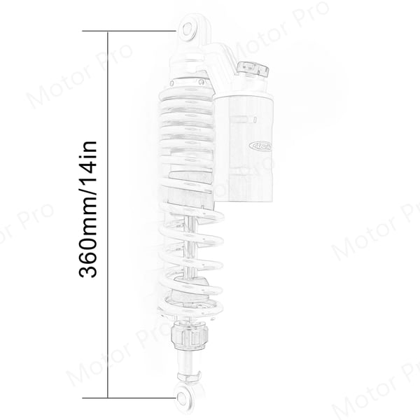 Bageste Stødabsorbere, 360mm Længde, 67mm Fjedervandring, 4.5kg Vægt, Nitrogenfyldt, Passer til Alle 360mm/14” Cykler