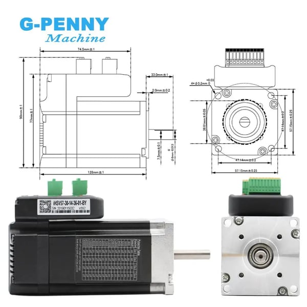 Integrerad servomotor, nominell spänning 36V DC, nominell uteffekt 140W, nominell hastighet 3000 RPM, nominellt vridmoment 0,45 Nm, nominell ström 6,0A