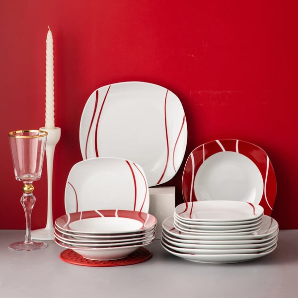 Porcelænsservice, 18-dele til 6 personer, miljøvenligt design,18 stk.