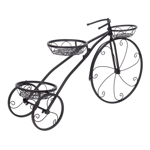 Tricycle Planteholder, 3-Niveau Design, Elegant Europæisk Stil,sort
