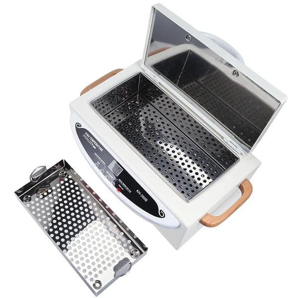 Neglesterilisator, 40-200°C justerbar, 0-120 minutter justerbar, 300 watt, rustfrit stål, 30 x 18 x 18 cm