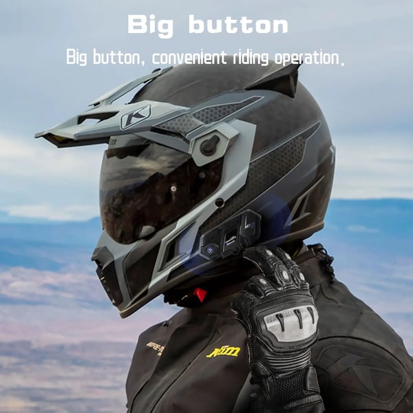 Motorcykel Intercom, Bluetooth 5.0, Stöder 8 Åkare, Vattentät Design, Bullerdämpning, Maximal Avstånd 1000m