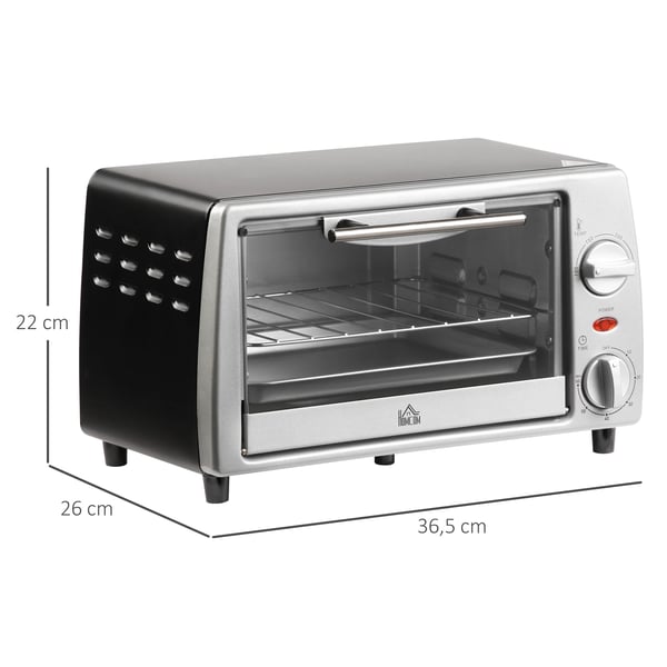Elektrisk Ovn, Rustfrit Stål, 10 L Kapacitet, 750 W Effekt, Dimensioner 36,5 x 26 x 22 cm, Temperaturinterval 230 ℃