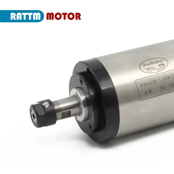 CNC Spindle, 1,5 kW Effekt, 10-24000 omdr./min Hastighed, ER16 Kompatibilitet, 80 mm Fastgørelse, CE Certificeret