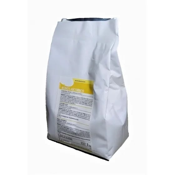 L-ascorbinsyre, 1 kg, 100% opløselig, Antioxidant fødevaretilsætningsstof, Hvidt pulver, Alsidig anvendelse