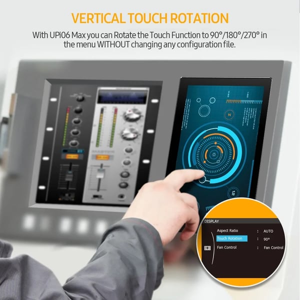 UPERFECT 10,1 tommer Touchscreen-display, 1920x1200 opløsning, indbygget køleventilator,EU-stik