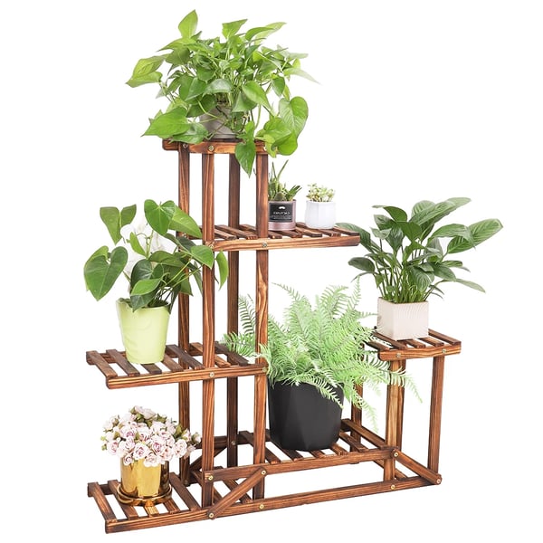 Træ Plantestativ, 6 Lag, Visning af Flere Planter, Khaki