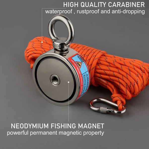 Redningsmagnet, Neodymium Materiale, 300KG Tiltrækningskraft,Magnetisk trækstyrke, D75mm 250KG 2 sider