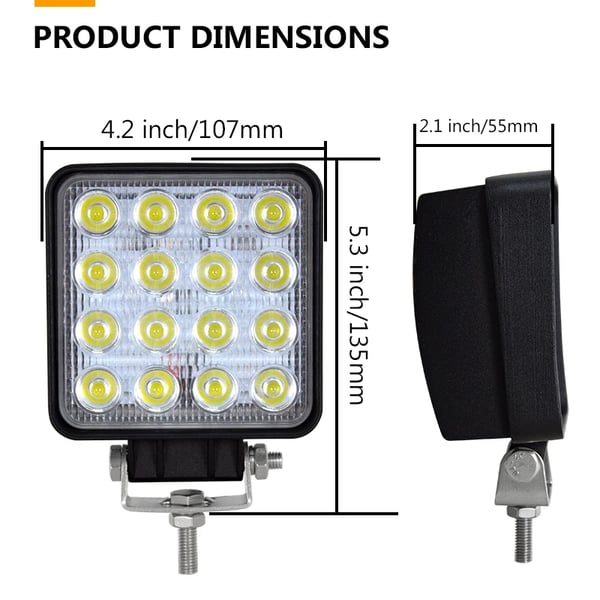 LED-arbetslampa, 4 tum, 48W, Spotstråle