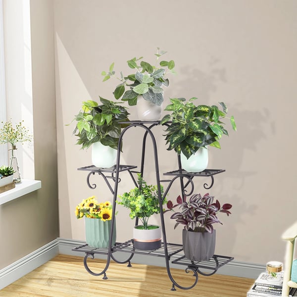 Plantebord, Multi-niveau Design, Holdbar Metal Konstruktion,sort