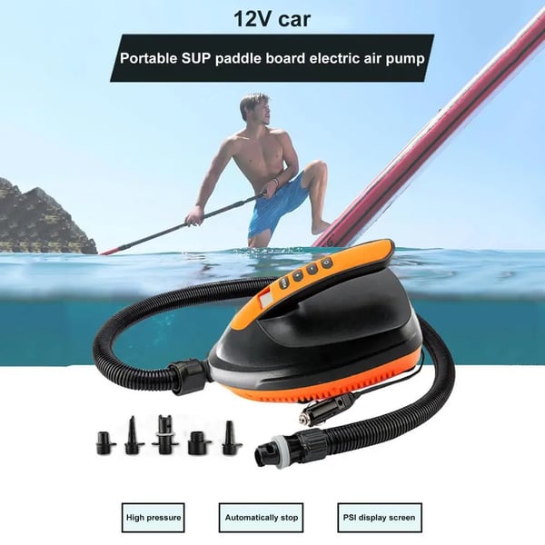 Elektrisk Luftpumpe, Maksimalt Tryk 16 PSI, PVC Materiale, Kompatibel med Paddle Boards og Kajakker, Letvægts 1,5 kg, AC/DC Drevet