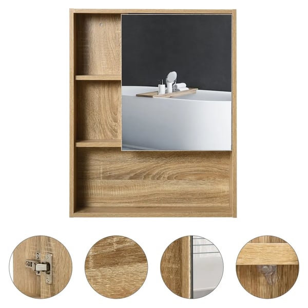 Badeværelsesskab, Højdejusterbar Hylde, 60cm Bredde, 15cm Dybde, 76cm Højde, MDF Konstruktion