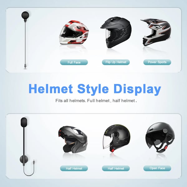 Motorcykel Bluetooth-hjälm Intercom, Vattentät, 1000m Räckvidd, 900mAh Batteri, Stöder 8 Åkare, Bluetooth 5.0
