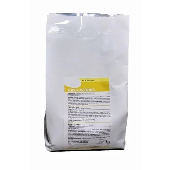 L-ascorbinsyre, 1 kg, 100% opløselig, Antioxidant fødevaretilsætningsstof, Hvidt pulver, Alsidig anvendelse