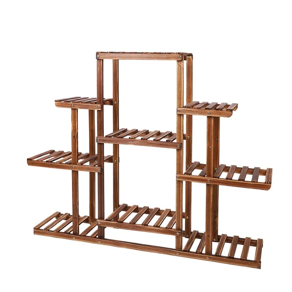 Multi-niveau Planteholder, 9 rummelige niveauer, holdbar trækonstruktion, elegant design