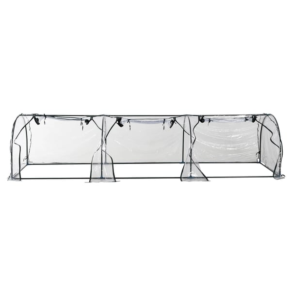 Drivhus, Stålramme, PVC-betræk, 350 cm x 100 cm x 80 cm, Tunneltype design, Vandtæt konstruktion