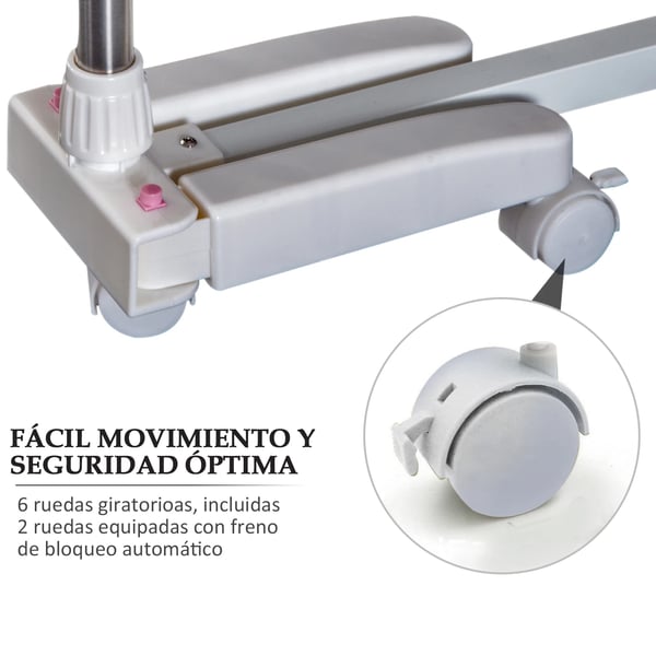 Tørrerack, Foldbart, 4 Niveauer, 80-142 x 55 x 172 cm, Plastmateriale, 6 Hjul