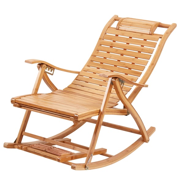 Gyngestol, Holdbart Bambus, Pladsbesparende Design,Khaki