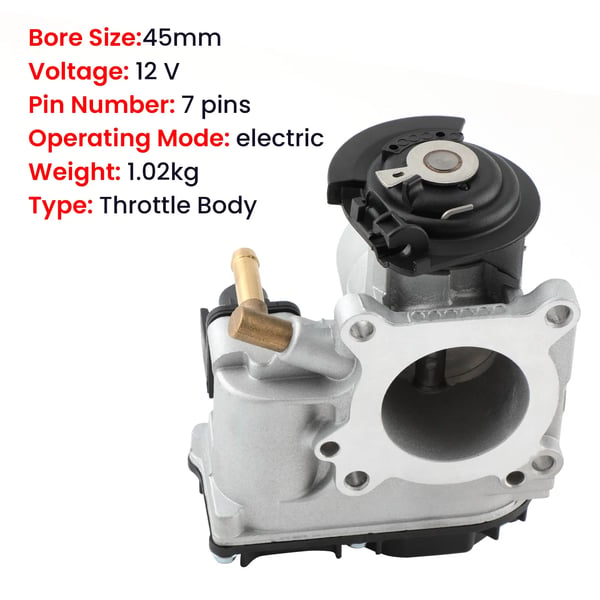 Throttle Body, Passer til kompakt bil, Premium hatchback, Dimensioner 18 cm x 15 cm x 12 cm, Varevægt 1,3 kg, Udskiftningsdel nummer 030133064F
