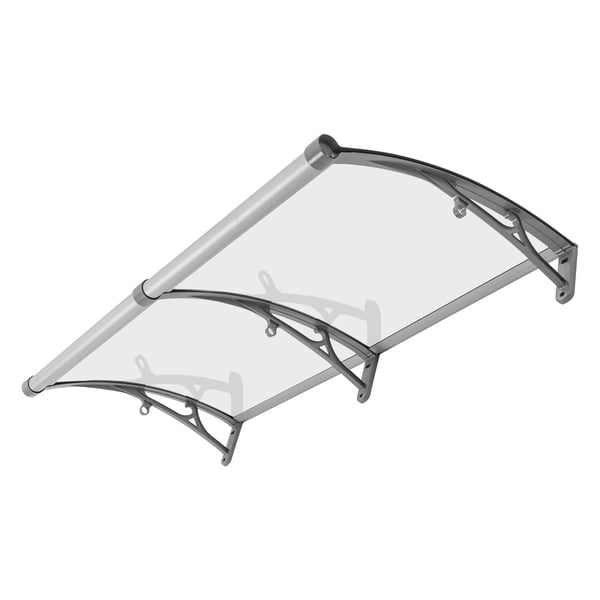 Dørmarkise, 120 x 60 cm, Aluminiumlegering, 200 kg belastningsevne, buet design, nem vedligeholdelse