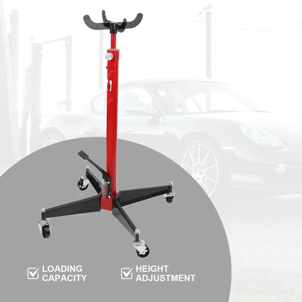 Transmission Jack, Maksimal Kapacitet 500 kg, Justerbar Højde 113 - 186 cm, Værktøjsstål Materiale, Hydraulisk Løftemekanisme