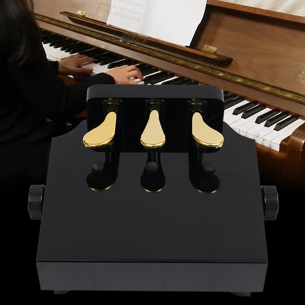 Piano Pedal Forlænger, Justerbar Højde 13,5-23cm, Tre Guldbelagte Pedaler, Egnet til Aldre 4-12, Holdbart ABS Materiale, Letvægts på 5,1kg