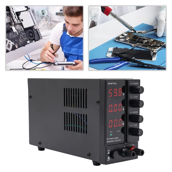 DC Strømforsyning, 300W Udgivelse, Spændingsområde 0-60V, Strømområde 0-5A, LED Display, Fritstående Design