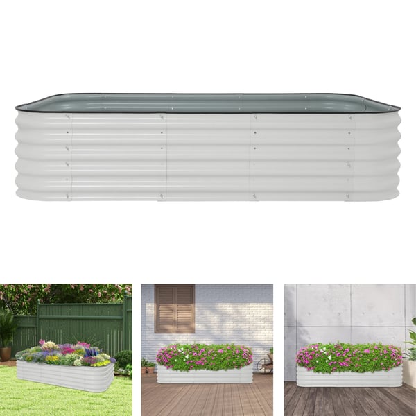 Hævet Havebed, Aluminium-zink Belagt Stål, 94,49 x 23,62 x 17 tommer, Åben-bund Design, Rustfri, Holdbar