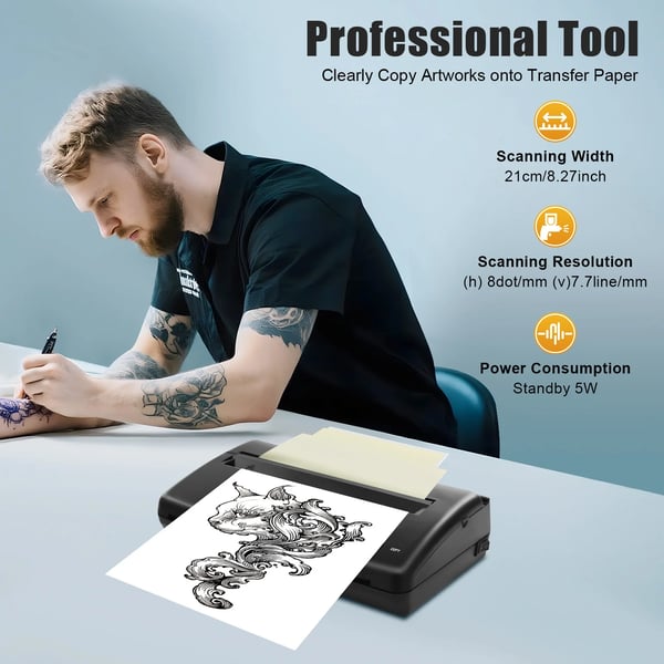 Tatueringsöverföringsmaskin, hög upplösning, användarvänlig design,svart