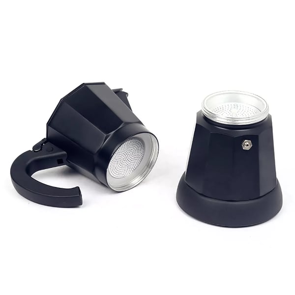 Kaffemaskine, 6 kopper, moderne design, brugervenlig betjening,sort
